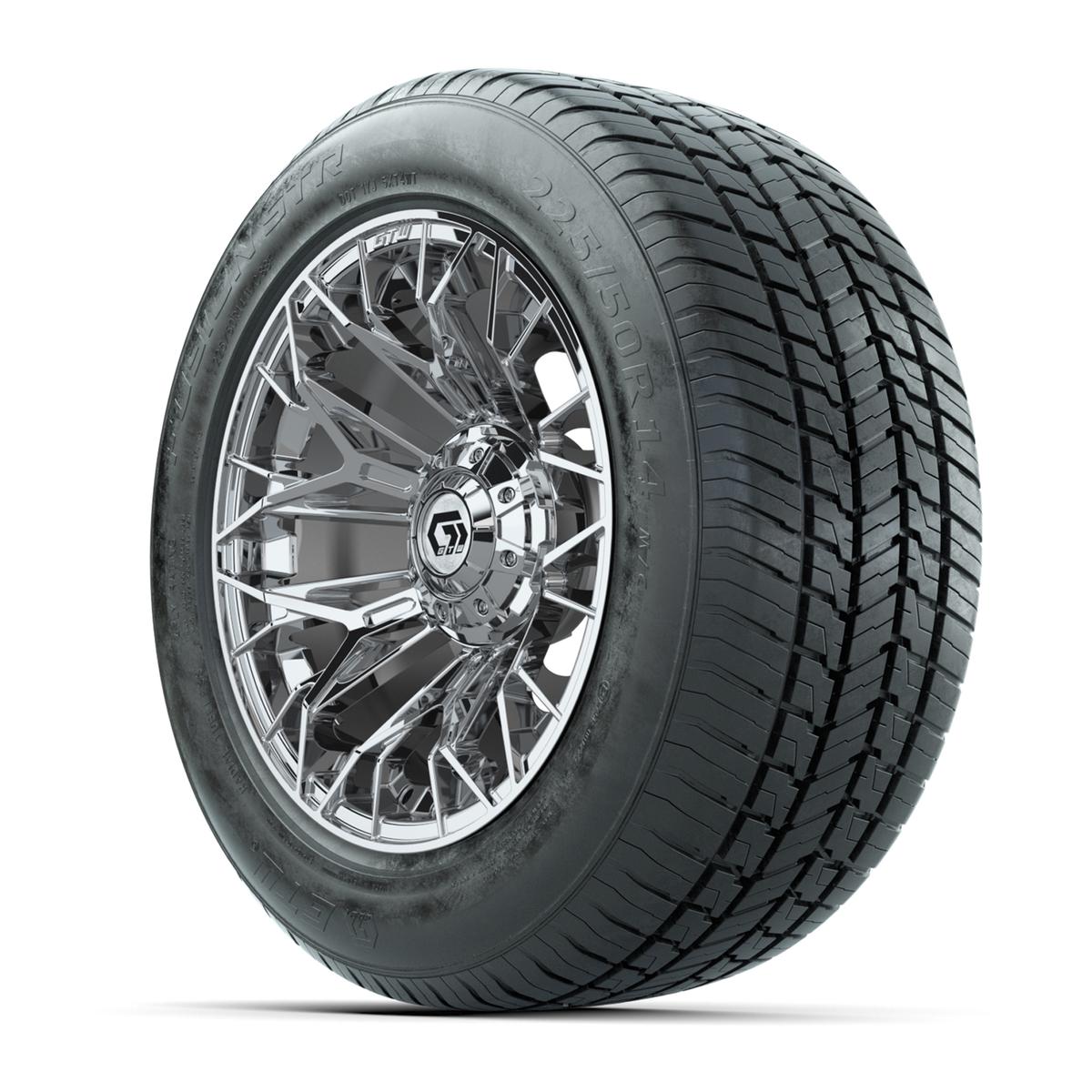 GTW&reg; Stellar Chrome 14 in Wheels with 255/50-R14 Fusion STR DOT Approved Street Tires - Full Set