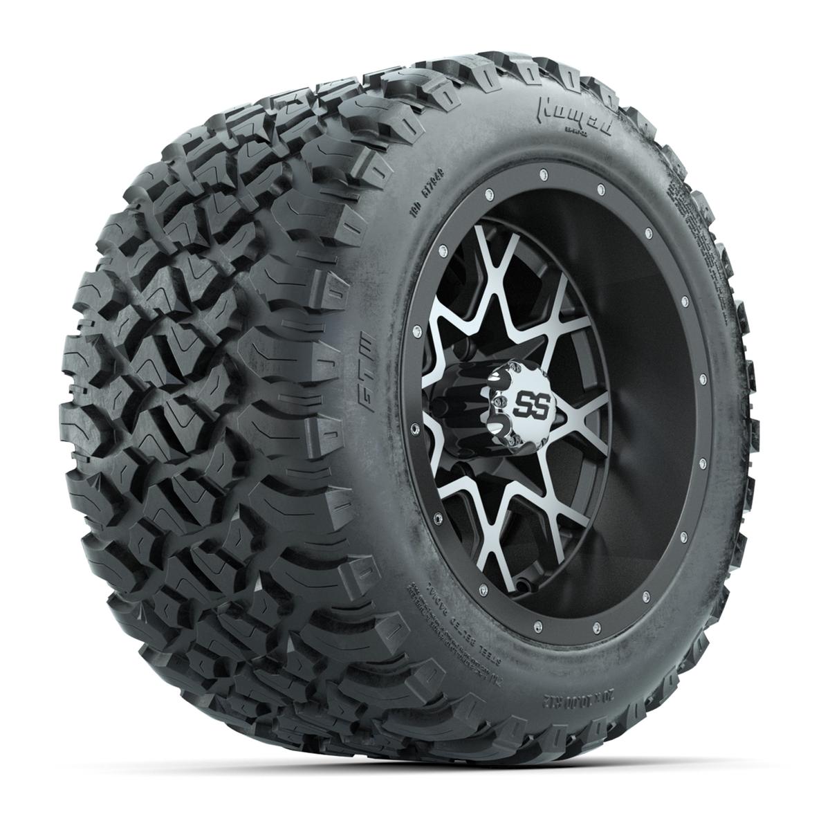 GTW&reg; Vortex 2 Matte Gray/Machined 12 in Wheels with 20X10-12 Nomad Steel Belt Radial All-Terrain Tires – Full Set