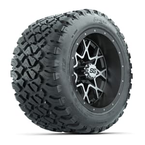 GTW&reg; Vortex 2 Matte Gray/Machined 12 in Wheels with 20X10-12 Nomad Steel Belt Radial All-Terrain Tires – Full Set