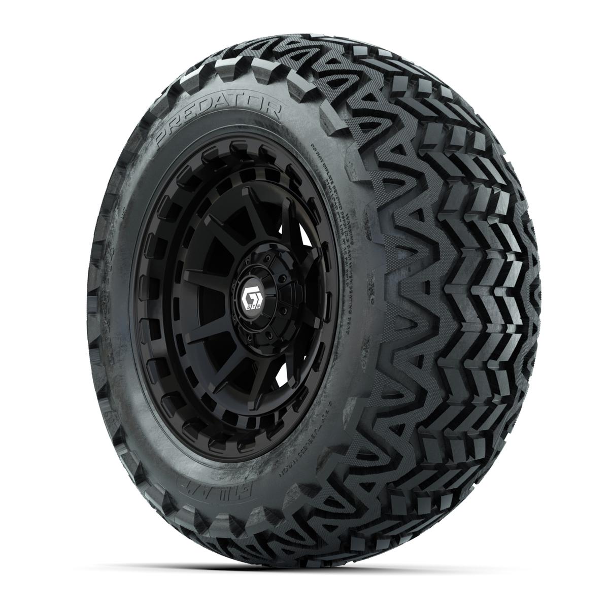 GTW® Barricade Gloss Black 14 in Wheels with 23x10-14 Predator All-Terrain Tires – Full Set