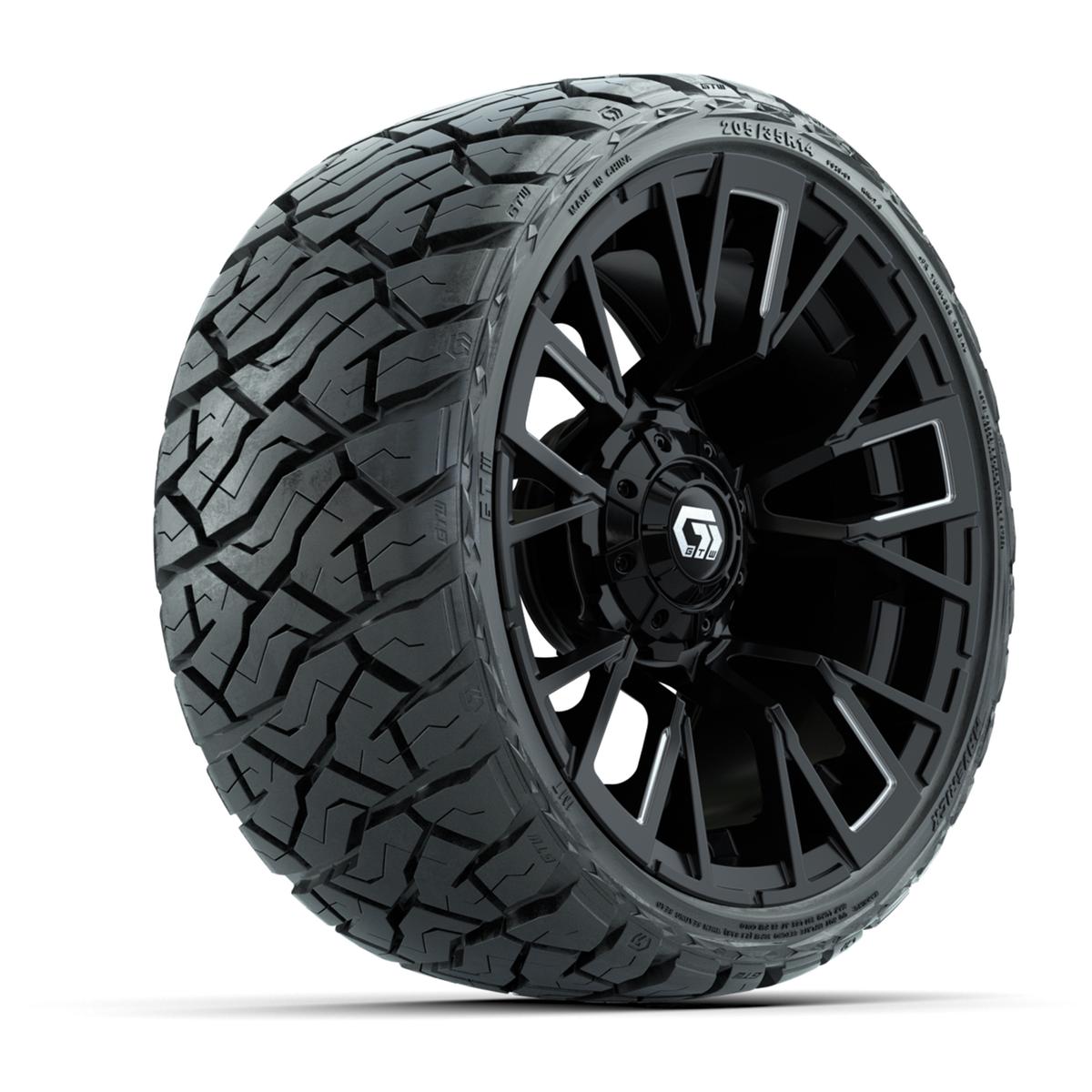 GTW Vandal Matte Black/Machined 14 in Wheels with 205/35-R14 Maverick Low-Profile All-Terrain Tires – Full Set