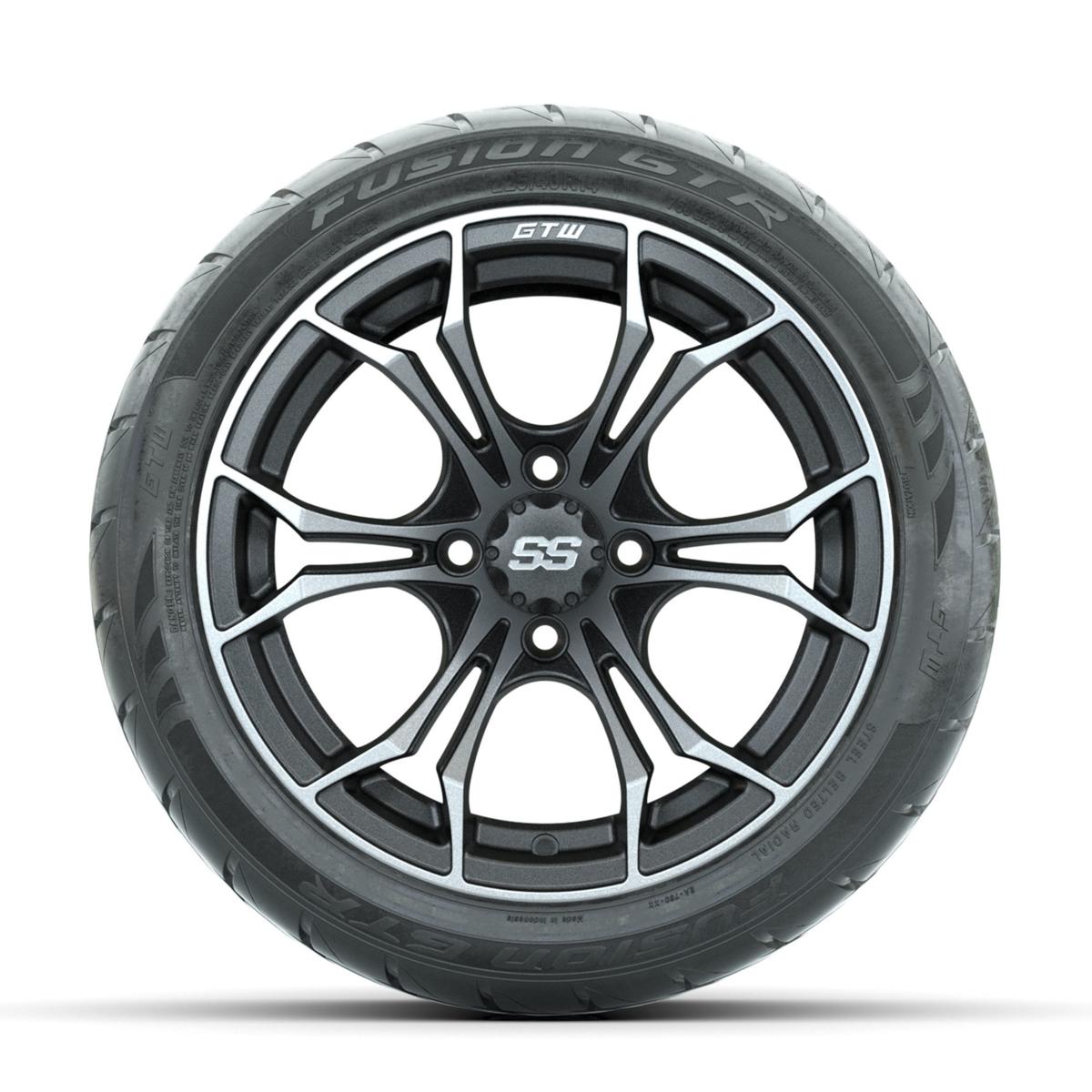 GTW Spyder Matte Grey 14 in Wheels with 225/40-R14 Fusion GTR Street Tires – Full Set
