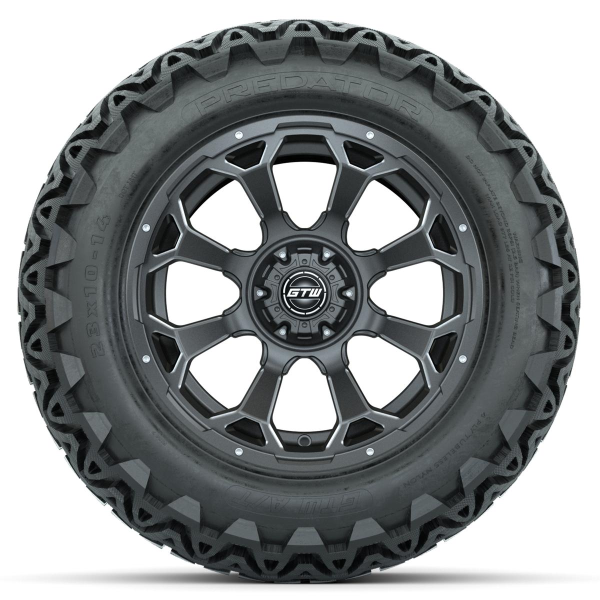 Set of (4) 14 in GTW Raven Wheels with 23x10-14 GTW Predator All-Terrain Tires