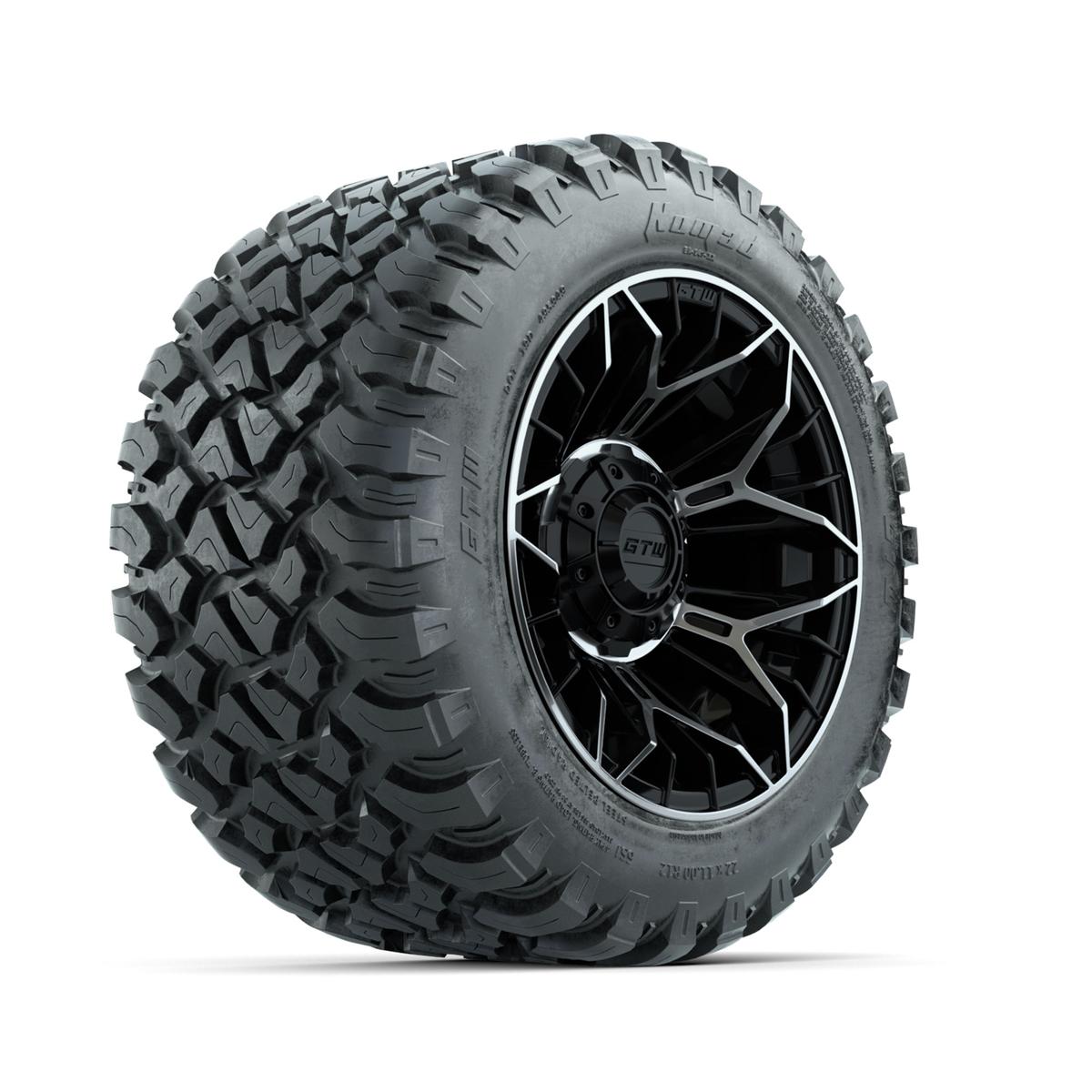 Set of (4) 12 in GTW® Stellar Machined & Black Wheels with 22x11-R12 Nomad All-Terrain Tires