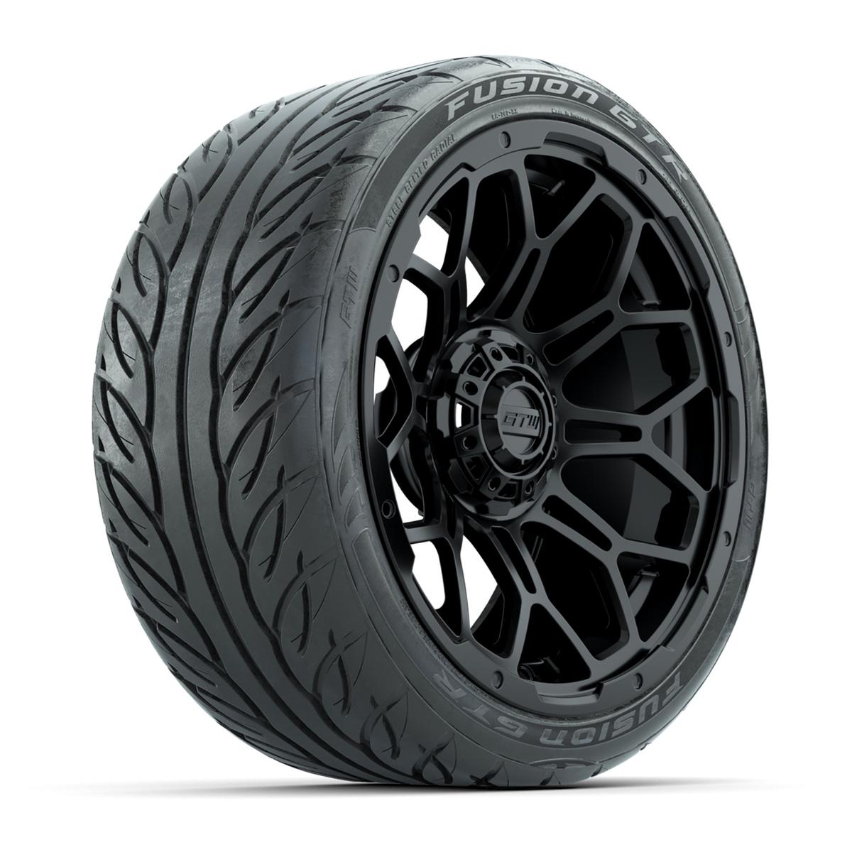 GTW Bravo Matte Black 15 in Wheels with 215/40-R15 Fusion GTR Steel Belt Radial Street Tires – Full Set