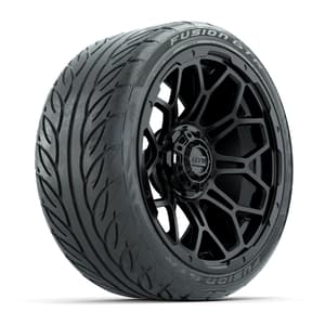 GTW Bravo Matte Black 15 in Wheels with 215/40-R15 Fusion GTR Steel Belt Radial Street Tires – Full Set