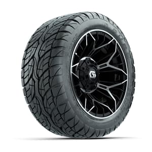 GTW Stellar Black/Machined 12 in Wheels with 215/40-12 Duro Low-Profile Street Tires – Full Set