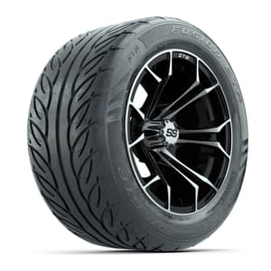 GTW Spyder Machined/Black 14 in Wheels with 255/45-R14 Fusion GTR Street Tires – Full Set