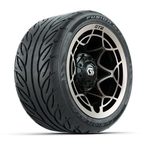 GTW&reg; Nexus Black with Bronze Face 12 in Wheels with 215/40-R12 Fusion GTR Steel Belt Radial Street Tires – Full Set