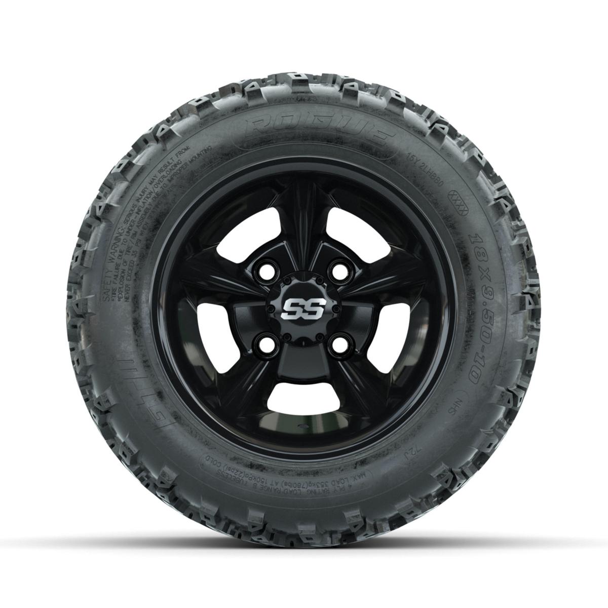 GTW Godfather Black 10 in Wheels with 18x9.50-10 Rogue All Terrain Tires – Full Set