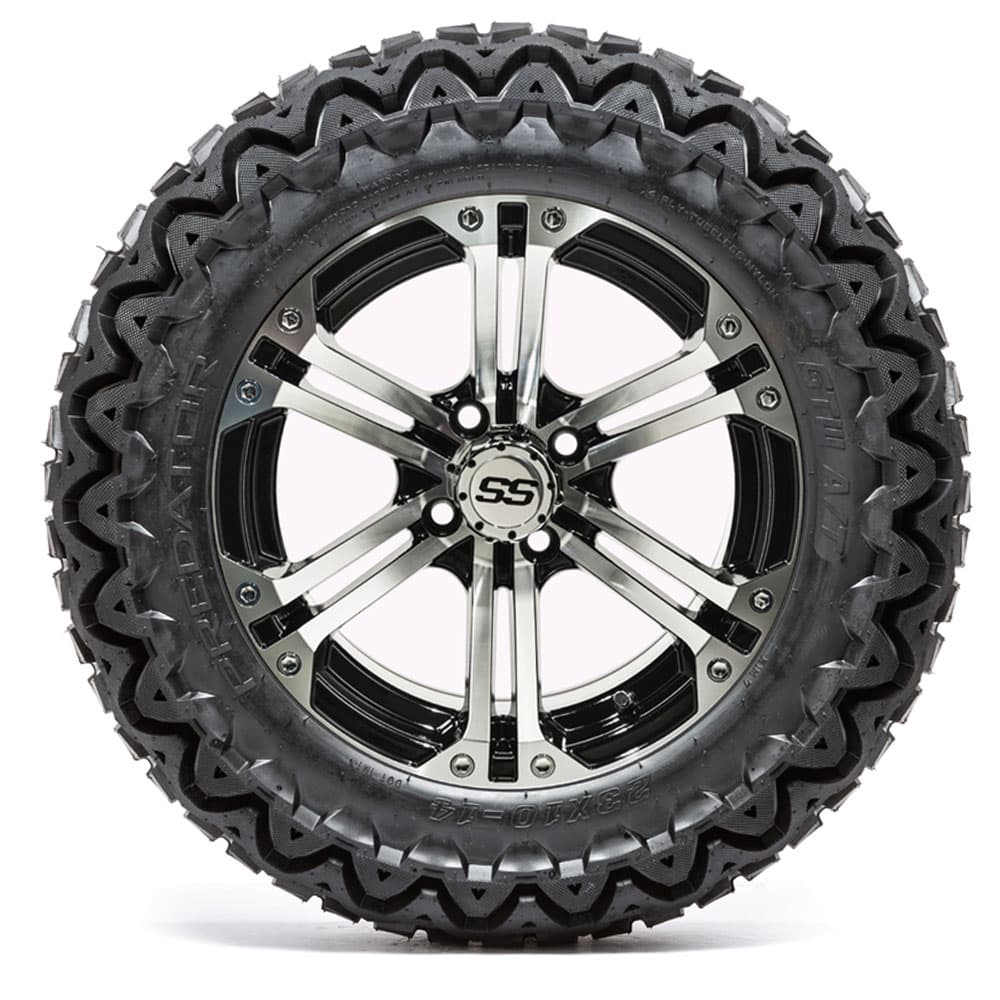 GTW Specter Black and Machined Wheels with 23in Predator A-T Tires - 14 Inch
