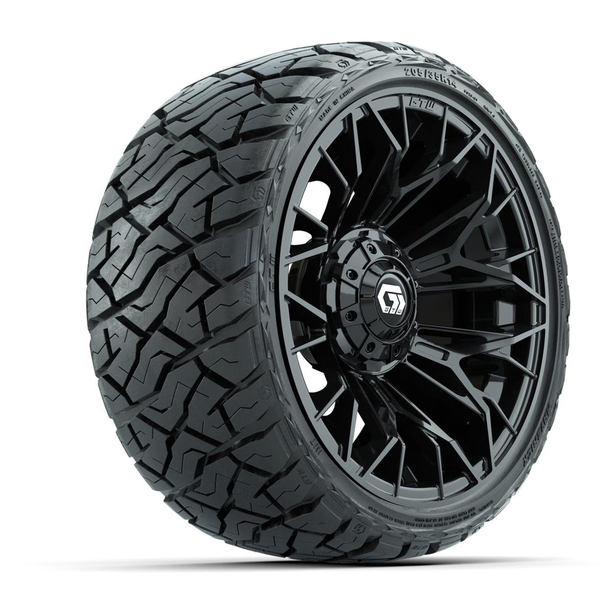 GTW Stellar Black 14 in Wheels with 205/35-R14 Maverick Low-Profile All-Terrain Tires – Full Set