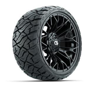 GTW Stellar Black 14 in Wheels with 205/35-R14 Maverick Low-Profile All-Terrain Tires – Full Set