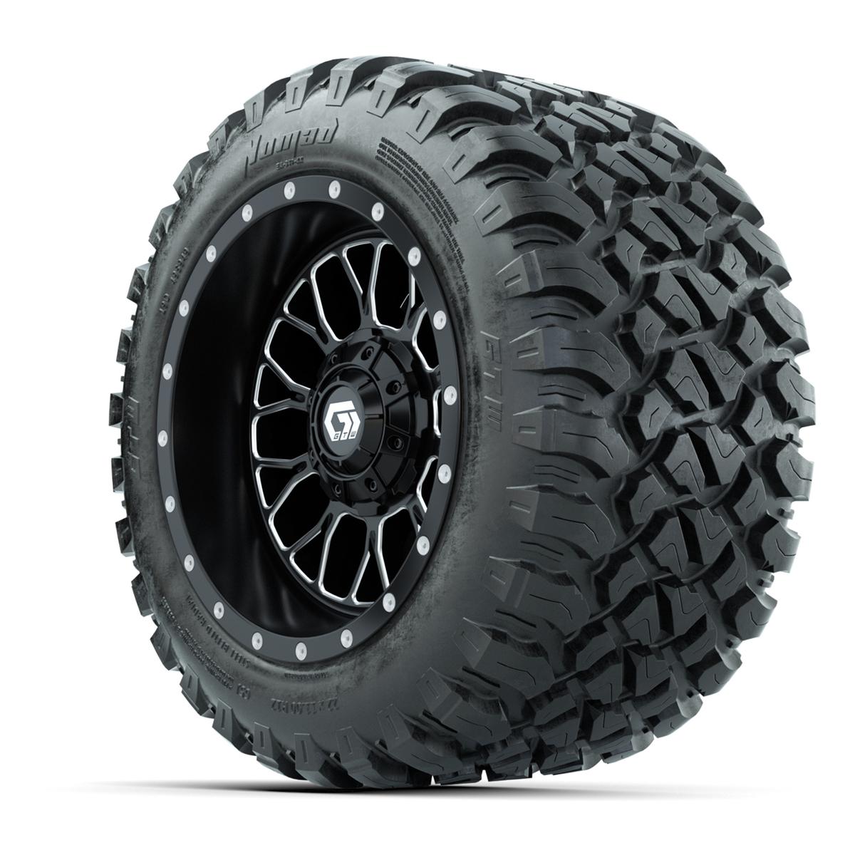 Set of (4) 12 in GTW® Helix Machined & Black Wheels with 22x11-R12 Nomad All-Terrain Tires