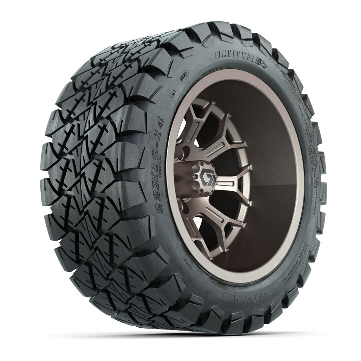 GTW&reg; Assault Matte Bronze 14 in Wheels with 22X10-14 Timberwolf All-Terrain Tires - Full Set