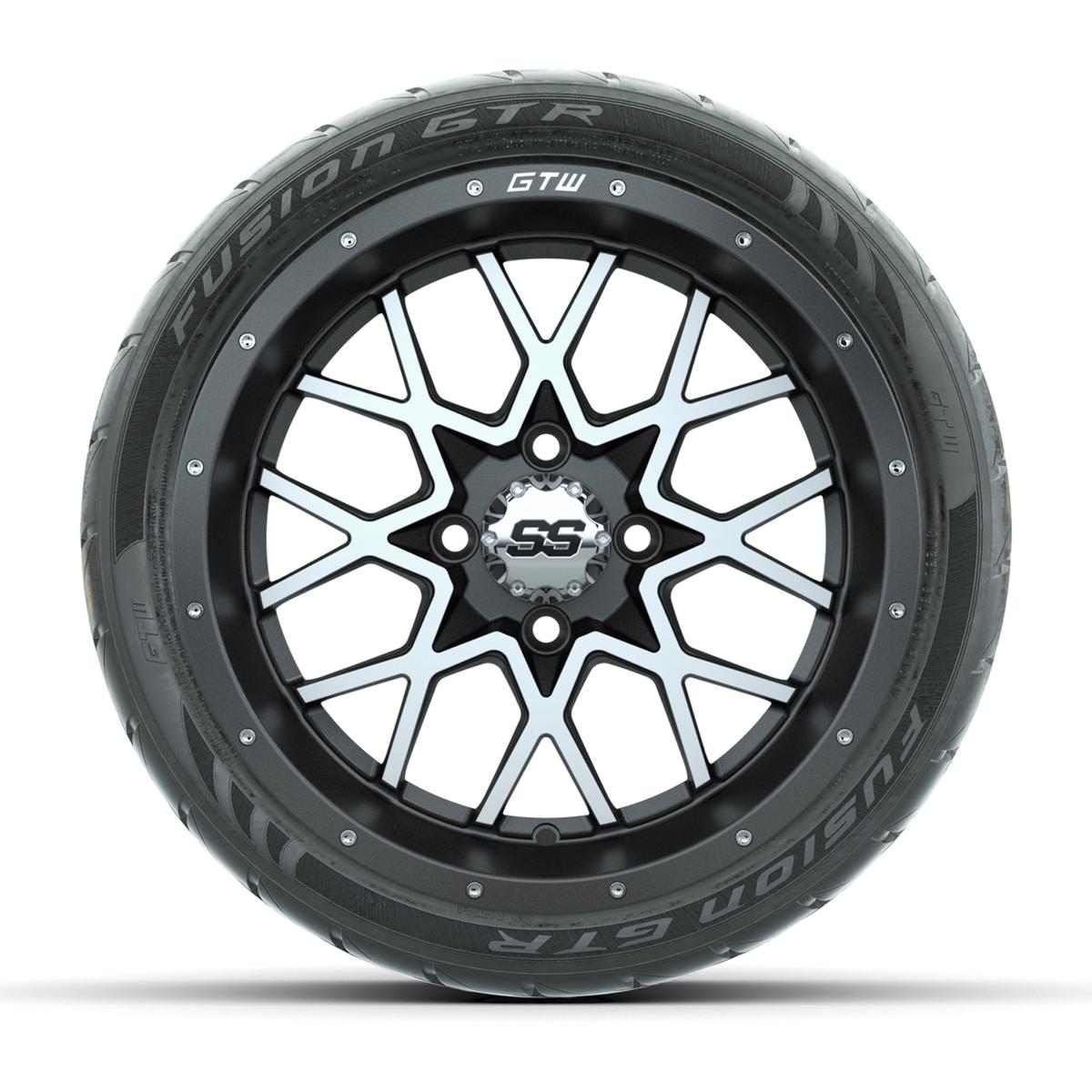 GTW&reg; Vortex 2 Matte Gray/Machined 14 in Wheels with 205/40-R14 Fusion GTR Steel Belt Radial Street Tires – Full Set