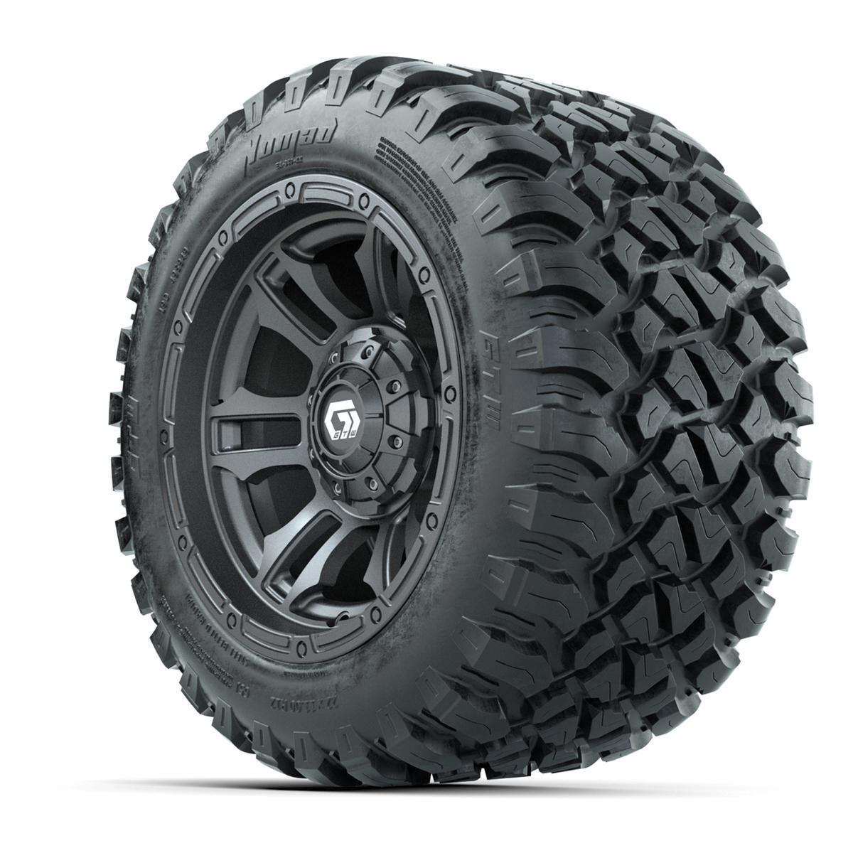 GTW&reg; Shogun Gunmetal 12 in Wheels with 22X11-R12 Nomad Steel Belt Radial All-Terrain Tires – Full Set