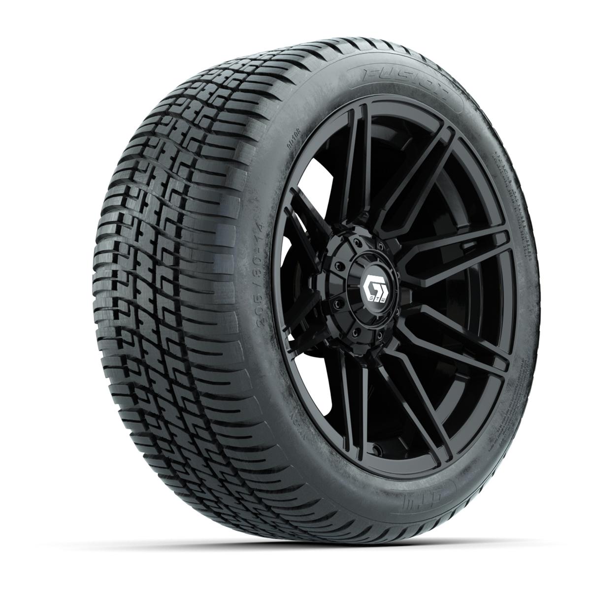 GTW® Stealth Gloss Black 14 in Wheels with 205/30-14 Fusion Street Tires – Full Set