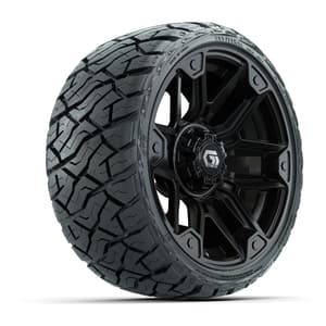 GTW Graffiti Gloss Black 14 in Wheels with 205/35-R14 Maverick Low-Profile All-Terrain Tires – Full Set