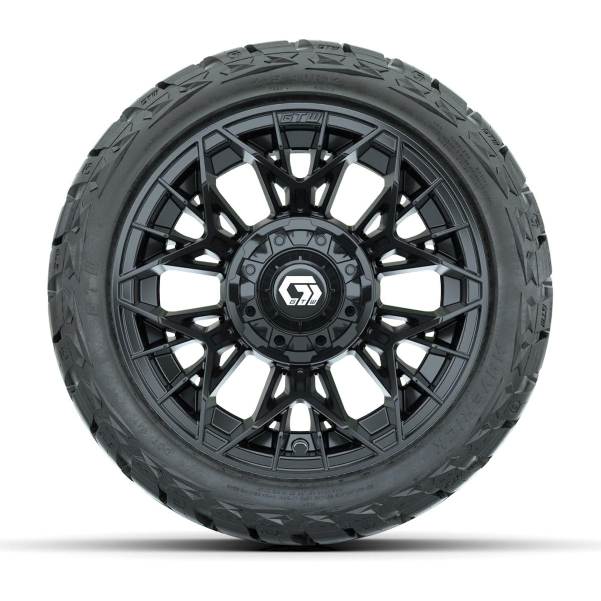GTW Stellar Black 12 in Wheels with 215/40-R12 Maverick Low-Profile All-Terrain Tires – Full Set