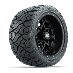 GTW Vortex Matte Black 12 in Wheels with 215/40-R12 Maverick Low-Profile All-Terrain Tires – Full Set