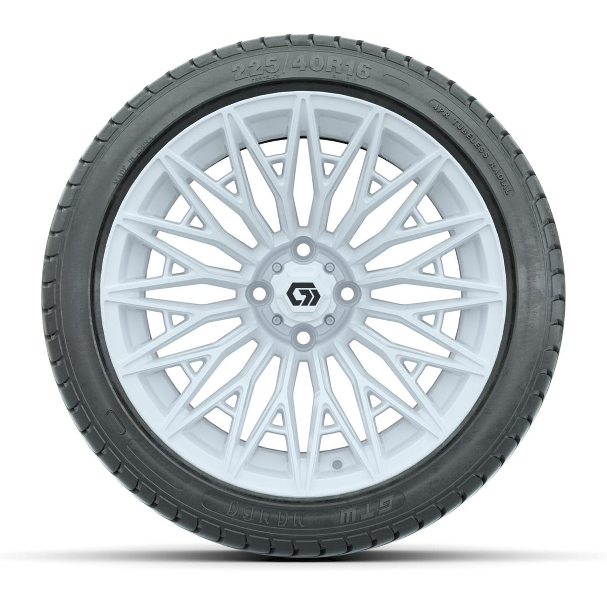 GTW&reg; Blur Gloss White 16 in Wheels with 225/40-R16 Mamba Street Tires - Full Set