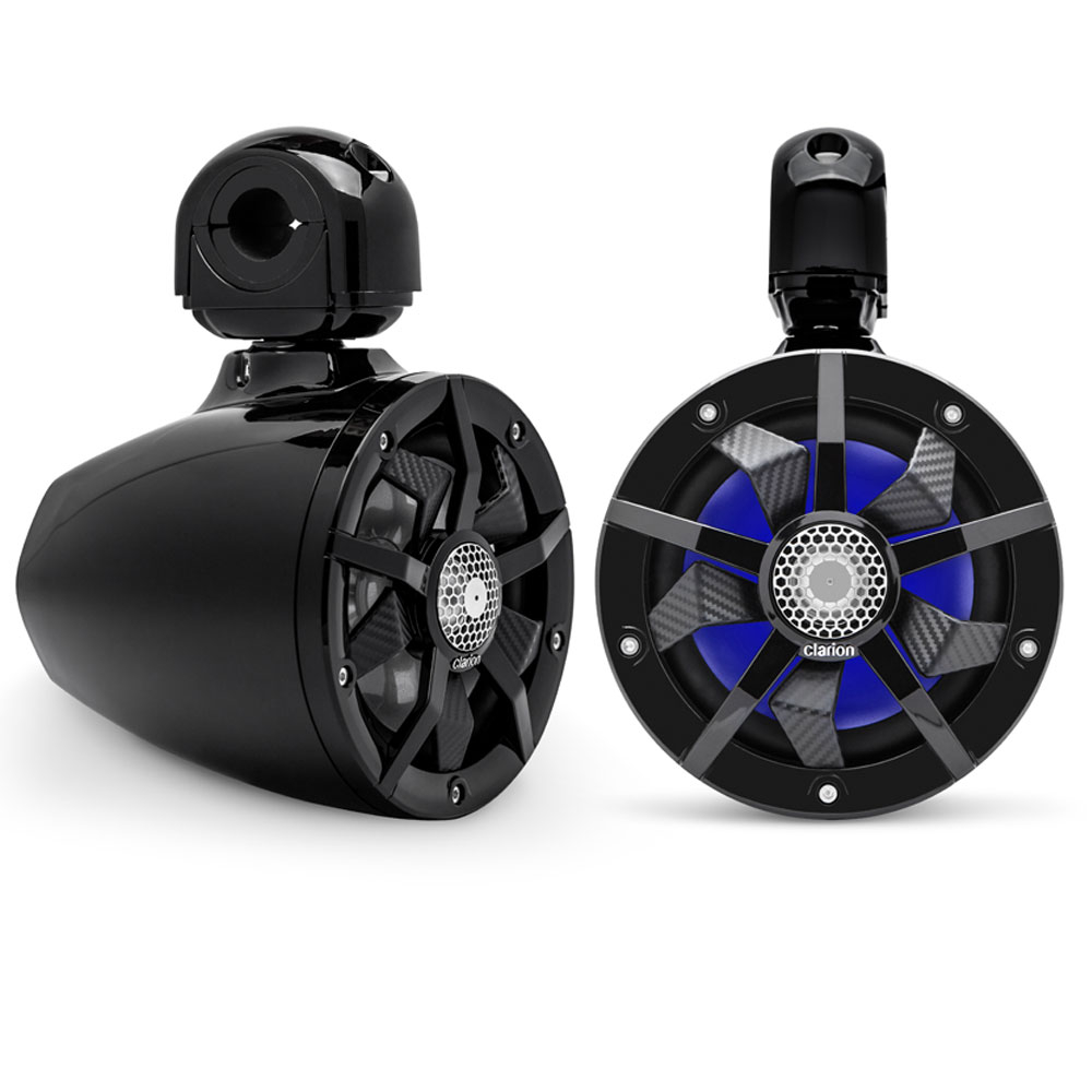 Clarion 6.5” Marine Coaxial Tower Speakers w/RGB & Mounting