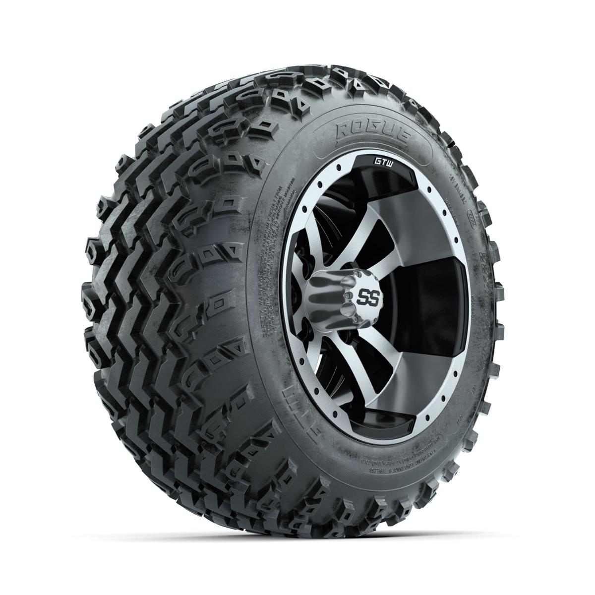 GTW Storm Trooper Machined/Black 12 in Wheels with 22x11.00-12 Rogue All Terrain Tires – Full Set