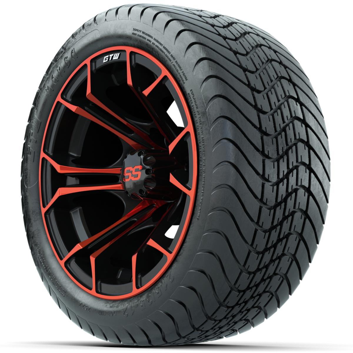 GTW Spyder Red/Black 12 in Wheels with 215/35-12 GTW Mamba Street Tires – Full Set