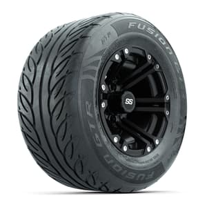 GTW&reg; Specter Matte Black 12 in Wheels with 255/55-R12 Fusion GTR Steel Belt Radial Street Tires – Full Set