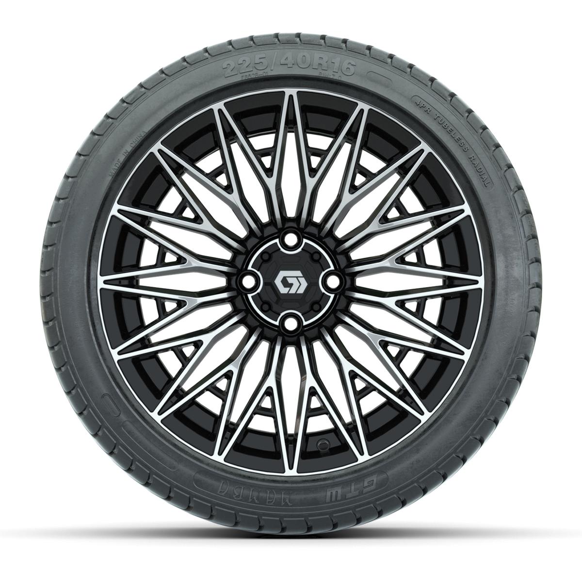 GTW&reg; Blur Black/Machined 16 in Wheels with 225/40-R16 Mamba Street Tires - Full Set