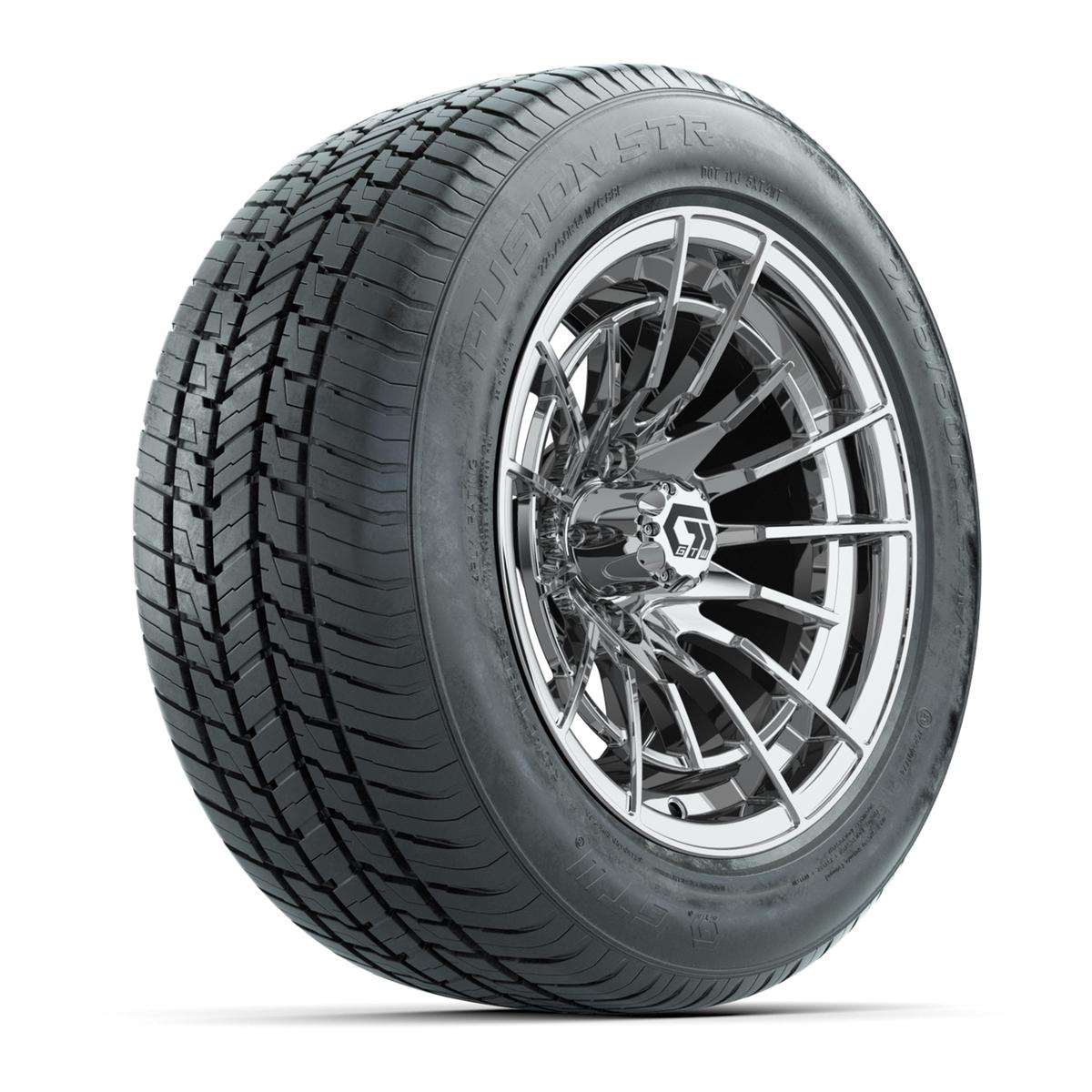 GTW&reg; Boost Chome 14 in Wheels with 255/50-R14 Fusion STR DOT Approved Street Tires - Full Set