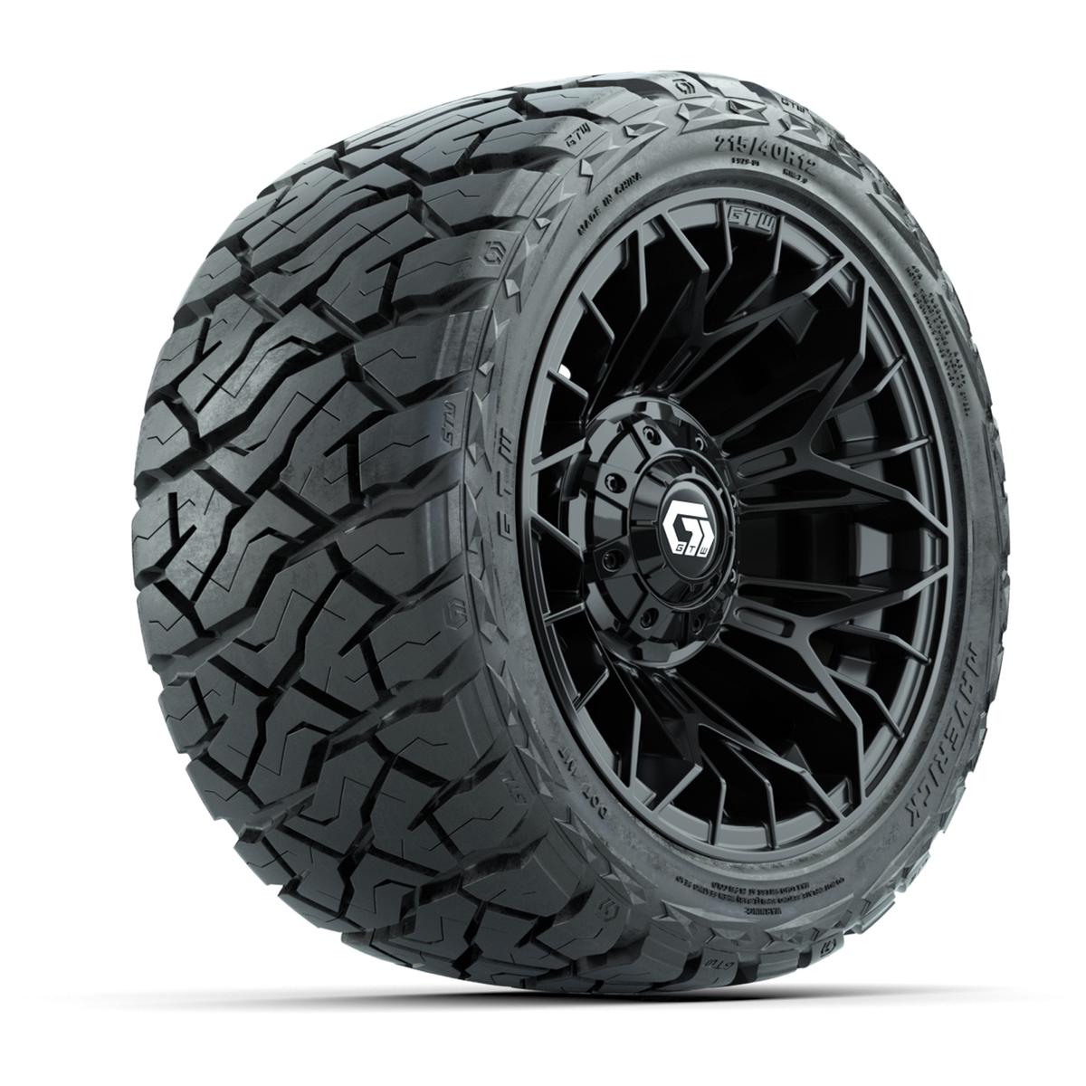 GTW Stellar Black 12 in Wheels with 215/40-R12 Maverick Low-Profile All-Terrain Tires – Full Set