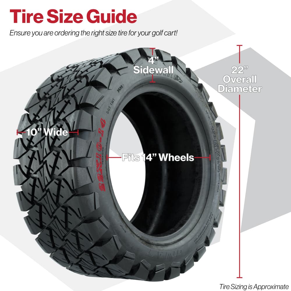 GTW&reg; Viper Gloss Black 14 in Wheels with 22X10-14 Timberwolf All-Terrain Tires - Full Set