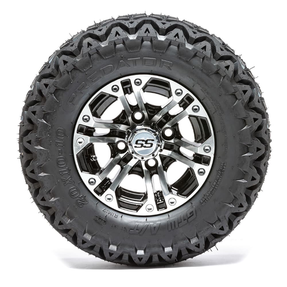 GTW Specter Black and Machined Wheels with 20in Predator A-T Tires - 10 Inch