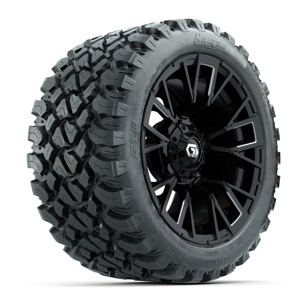 GTW&reg; Vandal Matte Black/Machined 14 in Wheels with 23X10-R14 Nomad Steel Belt Radial All-Terrain Tires – Full Set