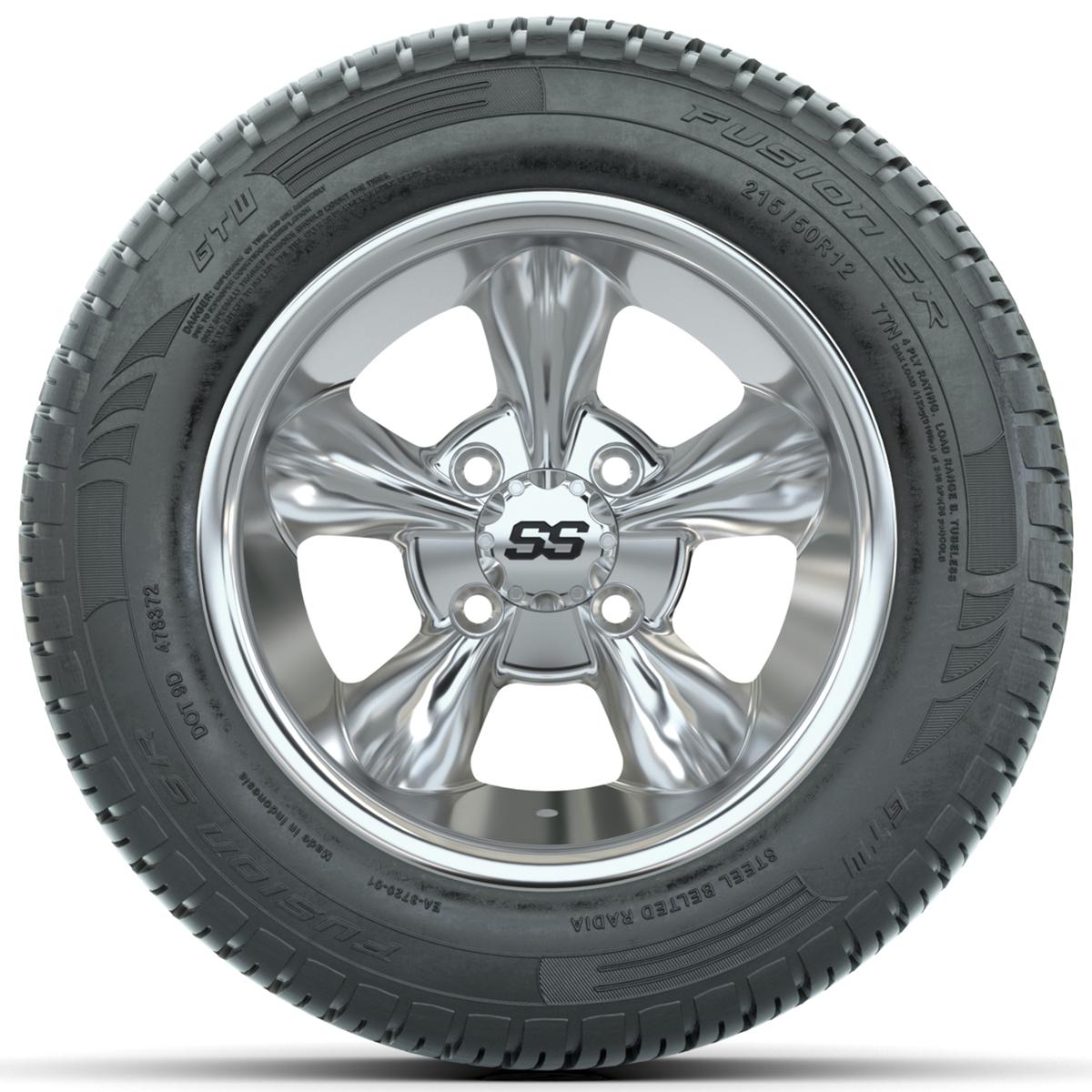 Set of (4) 12 in GTW Godfather Wheels with 215/50-R12 Fusion S/R Street Tires