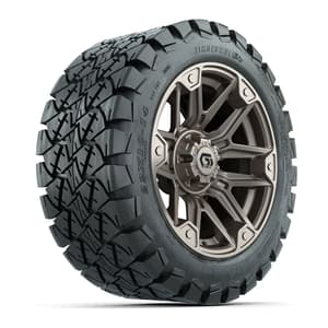 GTW® Graffiti Satin Bronze 14 in Wheels with 22x10-14 Timberwolf All-Terrain Tires – Full Set