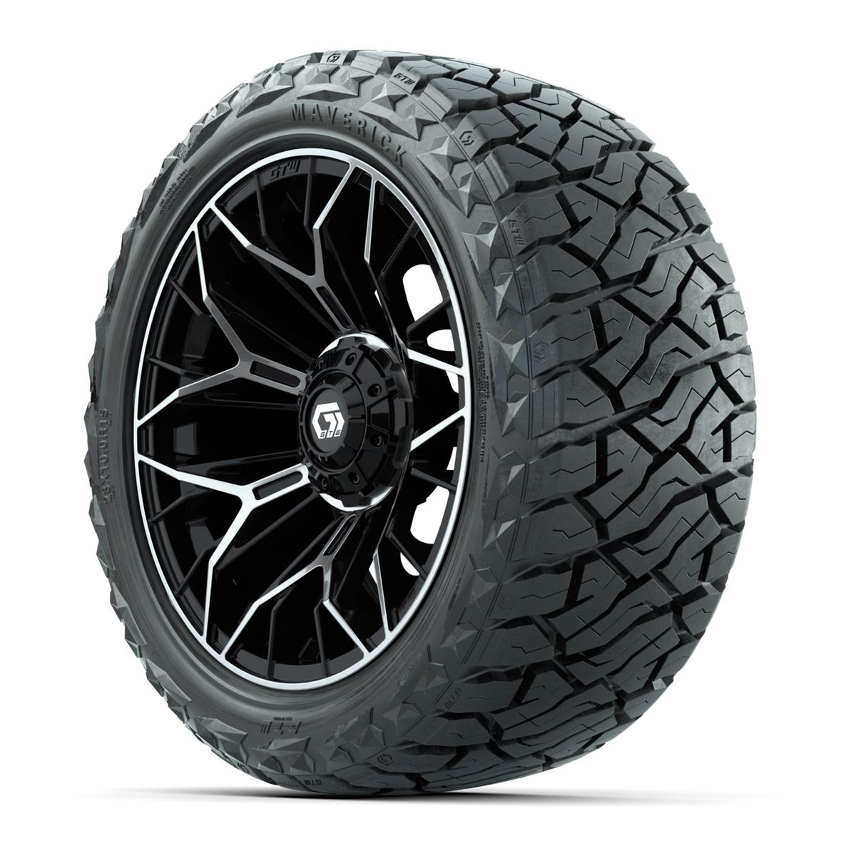 GTW Stellar Black/Machined 15 in Wheels with 23x10.00-R15 Maverick All-Terrain Tires – Full Set