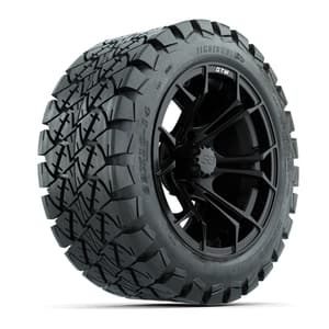 GTW Spyder Matte Black 14 in Wheels with 22x10-14 GTW Timberwolf All-Terrain Tires – Full Set
