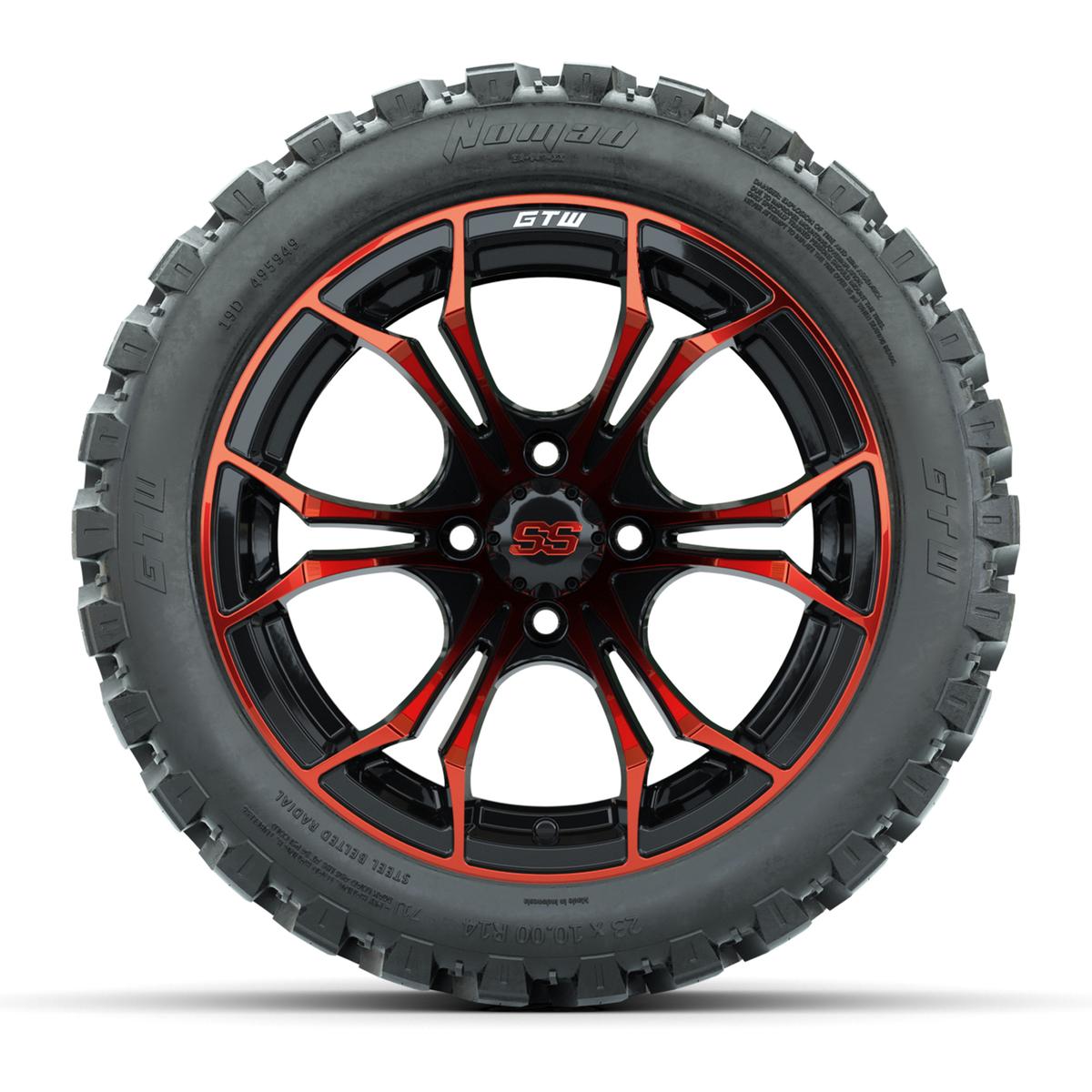 GTW Spyder Red/Black 14 in Wheels with 23x10-14 GTW Nomad All-Terrain Tires – Full Set
