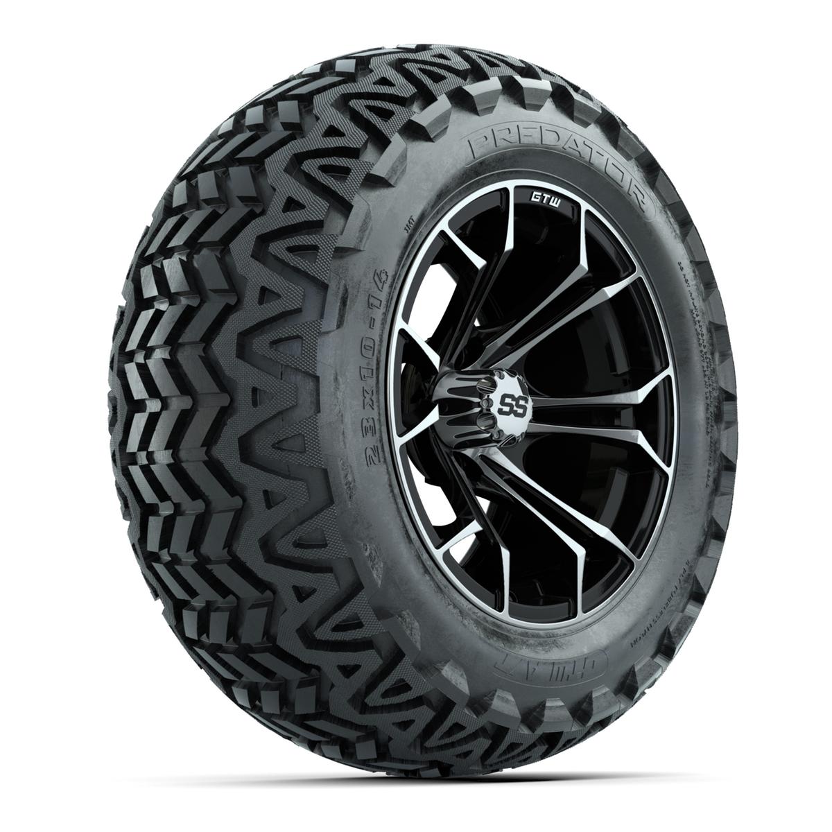 GTW Spyder Machined/Black 14 in Wheels with 23x10-14 GTW Predator All-Terrain Tires – Full Set