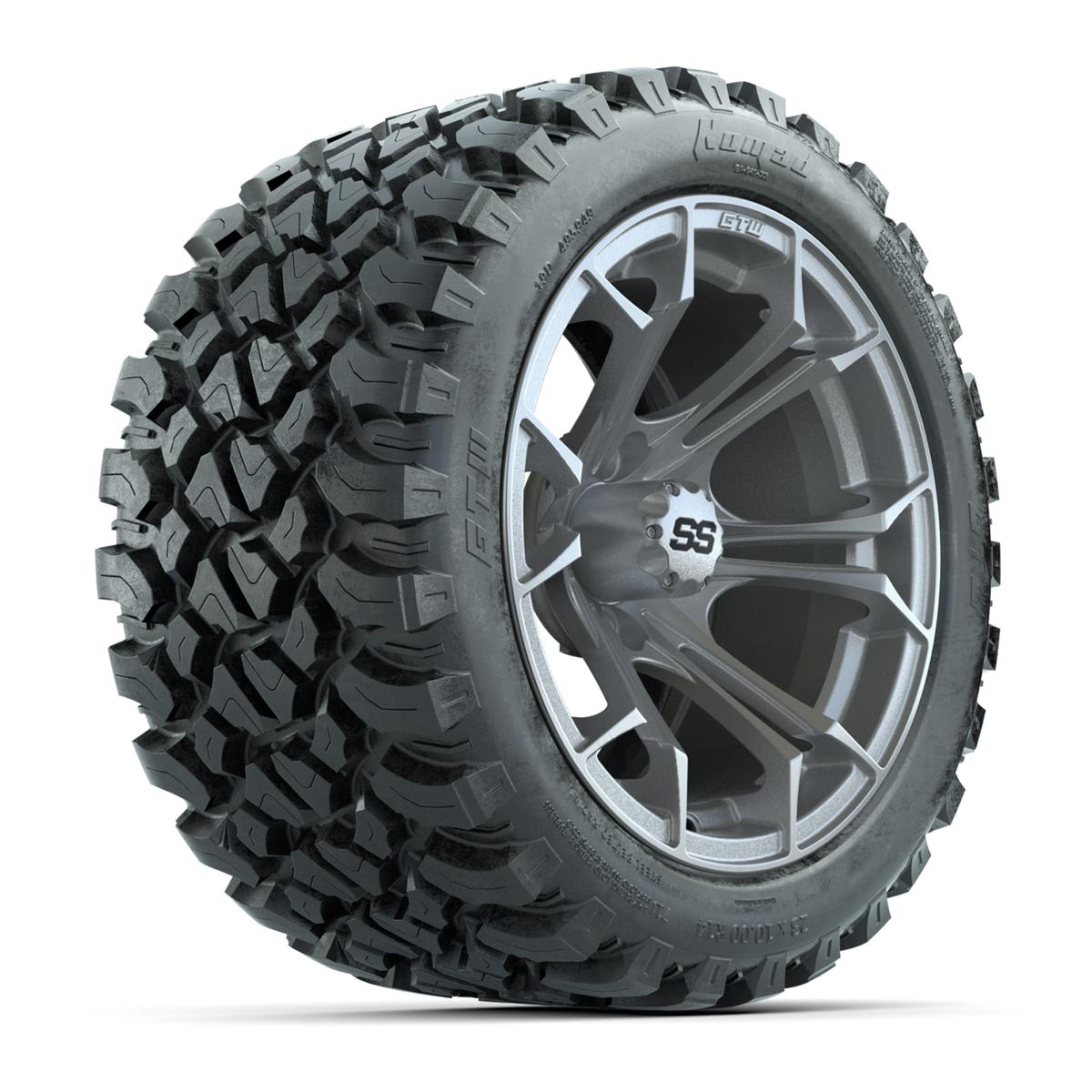 GTW&reg; Spyder Silver Brush 14 in Wheels with 23X10-R14 Nomad Steel Belt Radial All-Terrain Tires – Full Set