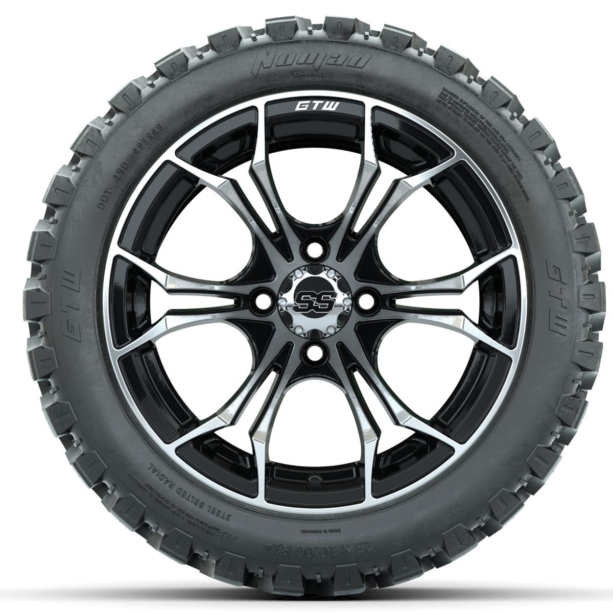 GTW Spyder Machined/Black 14 in Wheels with 23x10-14 GTW Nomad All-Terrain Tires – Full Set