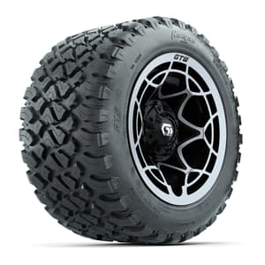 GTW&reg; Nexus Black with Silver Face 12 in Wheels with 20X10-12 Nomad Steel Belt Radial All-Terrain Tires – Full Set