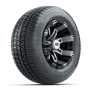 GTW Tempest Black/Machined 10 in Wheels with 205/50-R10 Fusion S/R Radial Steel Belt Street Tires – Full Set