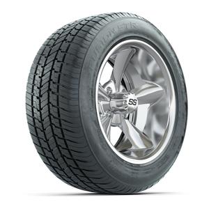 GTW&reg; Godfather Chrome 14 in Wheels with 225/50-R14 Fusion STR DOT Approved Street Tires - Full Set