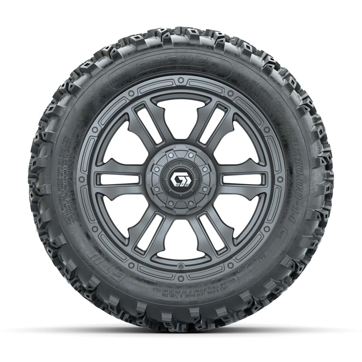GTW&reg; Shogun Gunmetal 14 in Wheels with 23X10.00-14 Rogue All-Terrain Tires – Full Set
