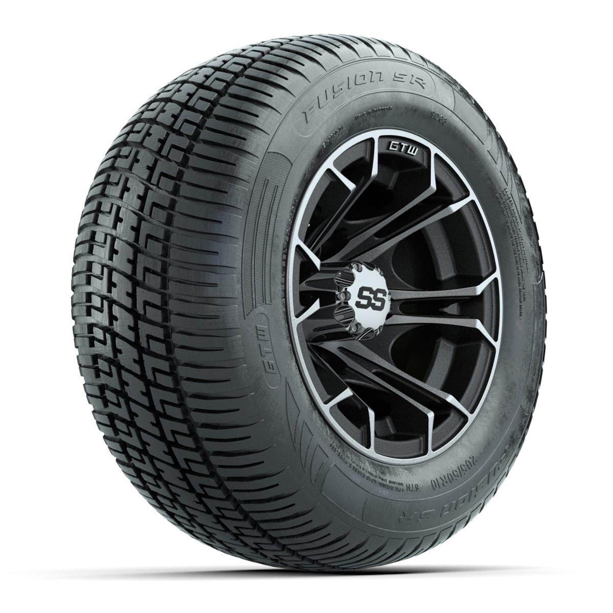 GTW Spyder Machined/Matte Grey 10 in Wheels with 205/50-10 Fusion SR Steel Belted Radial Tires – Full Set