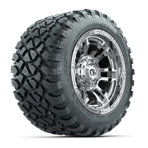 GTW&reg; Shogun Chrome 12 in Wheels with 22X11-R12 Nomad Steel Belt Radial All-Terrain Tires – Full Set